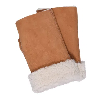 Owen Barry Neutrals Womens Tube Mittens Sheepskin Brandy Cream In Brown