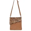 Owen Barry Women's Black / Gold / Neutrals Cowhide Crossbody Bag Tiger On Cappa Nubuk Leather Stevie
