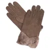 Owen Barry Women's Brown Sheepskin Gloves Mushroom Cep In Brown