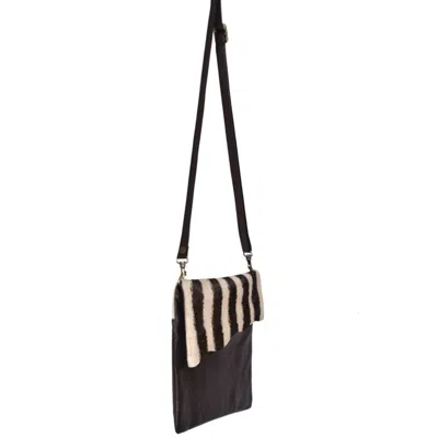Owen Barry Women's Brown / White Cowhide And Leather Crossbody Bag Jail On Brown Leather - Stevie