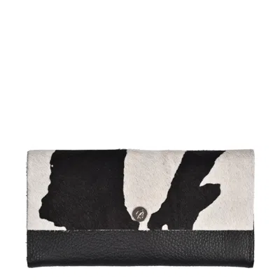 Owen Barry Women's Cowhide & Leather Purse Black Splash Card & Coin Holder Vermont Large