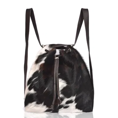 Owen Barry Women's Cowhide Backpack/shoulder Bag Tricolour White/brown/black - Mathilde