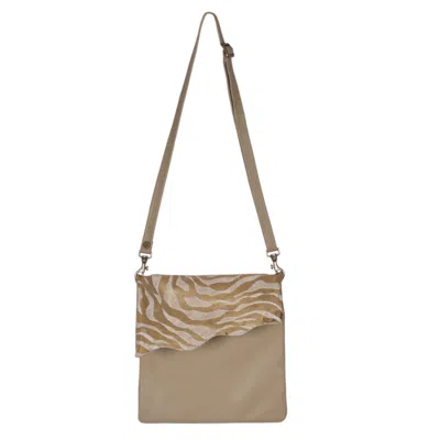 Owen Barry Women's Gold / Neutrals Cowhide Crossbody Bag Zebra Gold Pebbles Beige - Stevie
