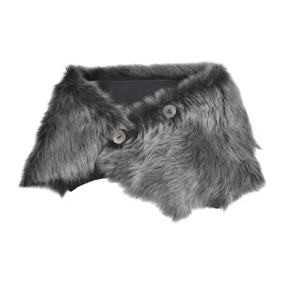 Owen Barry Women's Grey / Black Sheepskin Shrug Black Briza Ailsa Wrap In Multi