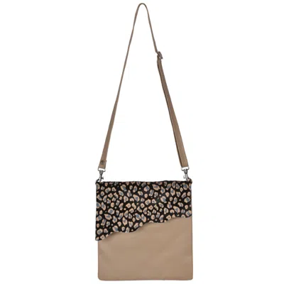 Owen Barry Women's Grey / Blue / Neutrals Cowhide Crossbody Bag Waterlily On Pebbles Leather Stevie