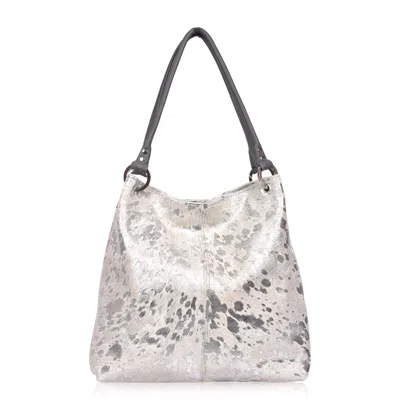 Owen Barry Women's Grey Cowhide Shoulder Bag Dudley Silver Acido In Gray