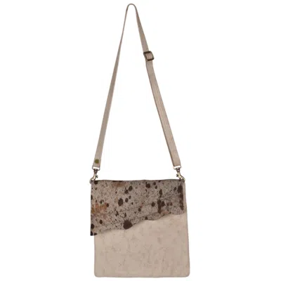 Owen Barry Women's Neutrals / Brown Cowhide Crossbody Bag Montana Canvas Leather Stevie