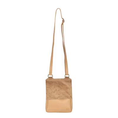 Owen Barry Women's Neutrals Cowhide Crossbody Bag Cappa Tan Beige Biscotti Flora