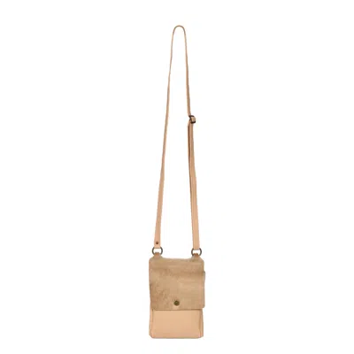 Owen Barry Women's Neutrals Cowhide Crossbody Phone Bag Cappa/biscotti Beige - Flora Mini In Sand