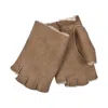 Owen Barry Women's Neutrals Sheepskin Gloves Mojabe Oatmeal Fingerless Gloves In Brown