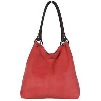 Owen Barry Women's Orange Suede Shoulder Bag - Dudley - British Made - Watermelon