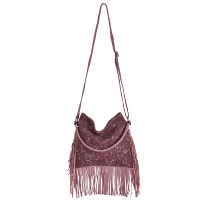 Owen Barry Women's Pink Leather Crossbody / Shoulder Bag - Iggy Fringe