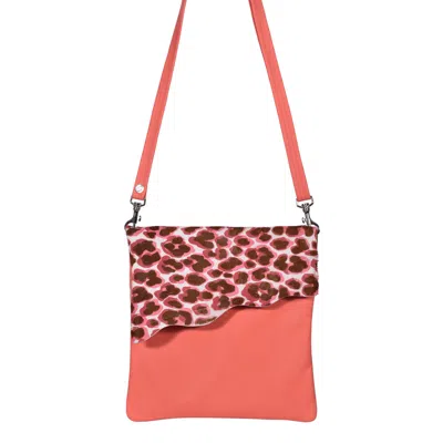 Owen Barry Women's Pink / Purple / Brown Cowhide Crossbody Bag Red Pansy Coral Stevie