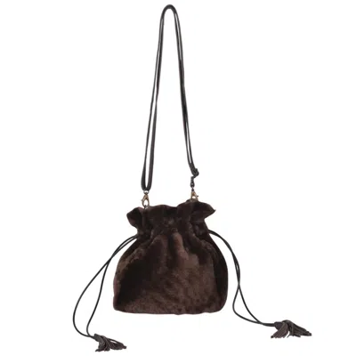 Owen Barry Women's Sheepskin Crossbody Bag Chocolate Brown - Justine