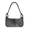 Owen Barry Women's Sheepskin Shoulder Zipper Bag Graphito Grey - Devoran