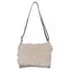 Owen Barry Women's White / Grey Sheepskin Crossbody Clutch Ivory Frigate Grey - Dartmoor In Gray