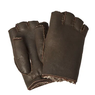 Owen Barry Womens Fingerless Gloves Brown Hurricane Sheepskin British Made