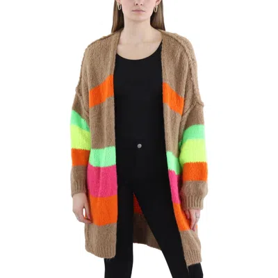 Own It. Peace Womens Striped Knit Cardigan Sweater In Brown