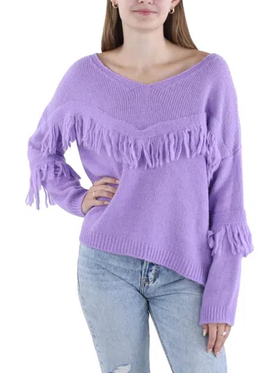 Own It. Womens Crochet Knit Pullover Sweater In Blue