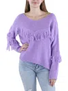 Own It. Womens Crochet Knit Pullover Sweater In Purple
