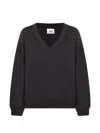RIBBED-TRIM V-NECK SWEATER