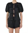 Ownley Marielle Tie-front Blouse In Black In Black