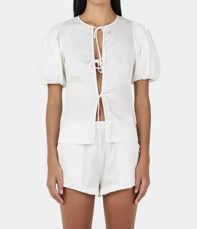 Ownley Marielle Tie-front Blouse In Ivory In White