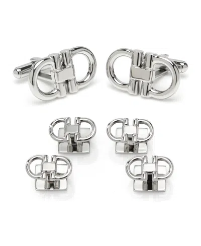 Ox & Bull Trading Co. Men's Horse Bit Stainless Steel Cufflinks And Stud Set, 6 Piece Set In Silver
