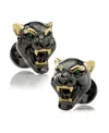 Ox & Bull Trading Co. Men's Sterling Silver Black And Gold-tone Panther Cufflinks In Black