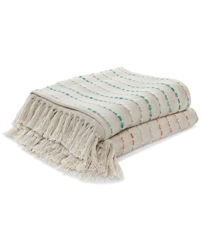 Ox Bay Torrent Striped Throw Blanket In Cream