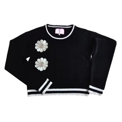 Oxfold Women's Black / Silver Vibrant Shimmering Silver Cashmere Sweater. In Multi