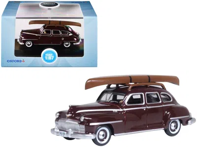 Oxford Diecast 1946 Desoto Suburban With Roof Rack And Canoe Royal Maroon 1/87 (ho) Scale Diecast Model