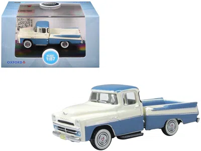Oxford Diecast 1957 Dodge D100 Sweptside Pickup Truck Ice Blue And Glacier White 1/87 (ho) Scale Diecast Model Car  In Multi