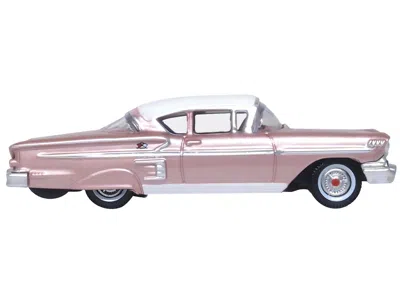 Oxford Diecast 1958 Chevrolet Impala Sport Cay Coral Pink Metallic With White Top 1/87 (ho) Scale Diecast Model Car