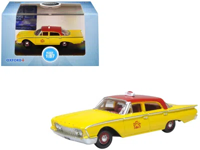 Oxford Diecast 1960 Ford Fairlane Sedan "nyc Taxi" Yellow With Red Top And Interior 1/87 (ho) Scale Diecast Model C In Multi