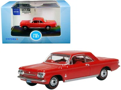 Oxford Diecast 1963 Chevrolet Corvair Coupe Riverside Red With Red Interior 1/87 (ho) Scale Diecast Model Car By Ox