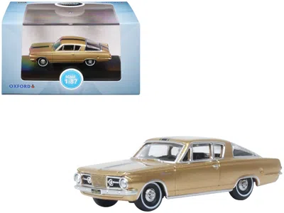 Oxford Diecast 1965 Plymouth Barracuda Gold Metallic With Black Stripes 1/87 (ho) Scale Diecast Model Car By Oxford