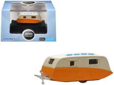 Oxford Diecast Caravan Trailer Cream And Orange 1/148 (n) Scale Diecast Model Car By