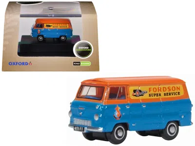 Oxford Diecast Ford 400e Van Rhd (right Hand Drive) "fordson Super Service" Blue And Orange 1/148 (n)