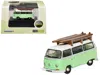 Oxford Diecast Volkswagen T2 Minibus Light Green And White With Surfboard On Roof Rack 1/148 (n) Scale Diecast Mode In Multi