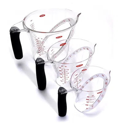 Oxo 3-piece Angled Measuring Cups In Clear/black