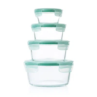 Oxo Good Grips Snap Glass Round 8 Piece Container Food Storage Set In Clear,green