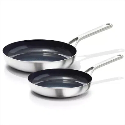 Oxo Mira 3-ply Stainless Steel 2-pc. Frying Pan In Silver