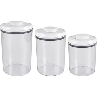 Oxo Pop 3-piece Airtight Food Storage Round Canister Set In Blue