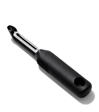 Oxo Steel-silicone Swivel Peeler In Black
