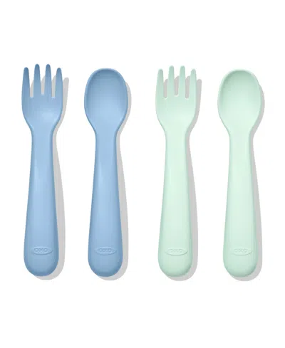 Oxo Tot 2 Pc Plastic Fork Spoon Set In Blue