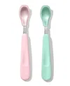 Oxo Tot Feeding 2pc Spoon Set With Soft Silicone In Opal And Blossom