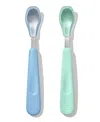 Oxo Tot Feeding 2pc Spoon Set With Soft Silicone In Opal And Dusk