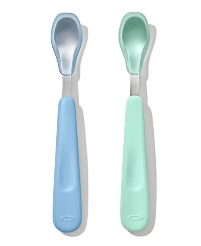 Oxo Tot Feeding 2pc Spoon Set With Soft Silicone In Blue