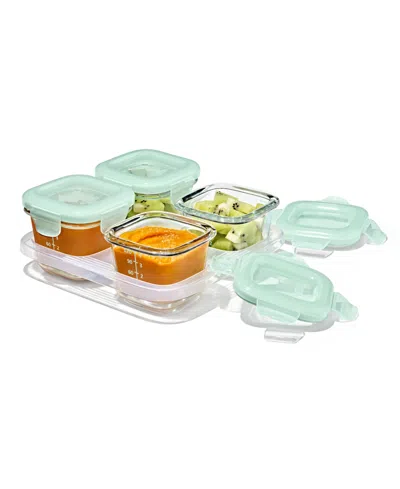 Oxo Tot Glass 4-pack Baby Blocks Food Storage Containers In Green